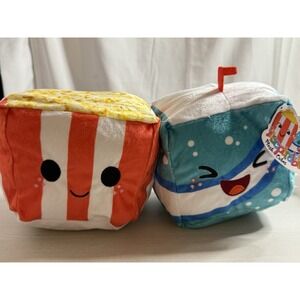 Inseparables Love Popcorn & Soda Magnetic Plush Cubes 5" NWT